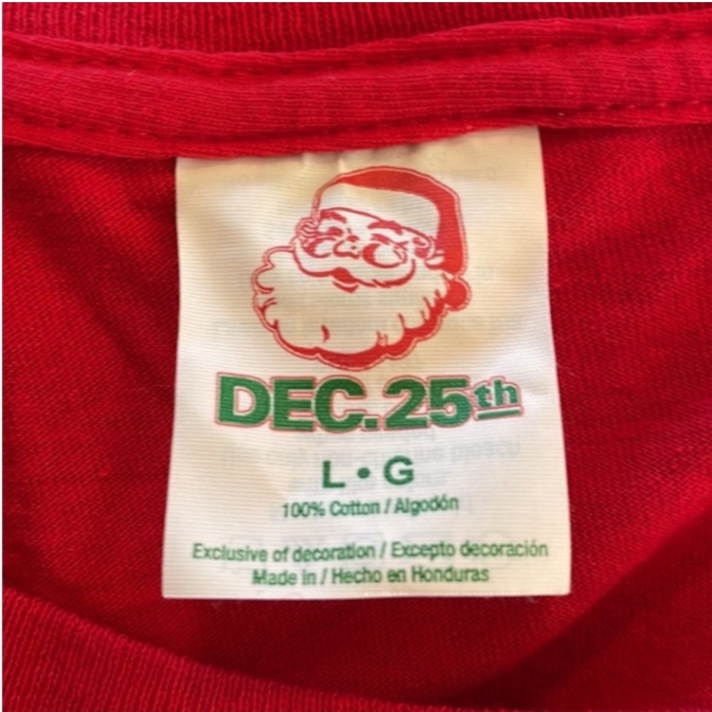 Dec.25th Christmas T-Shirt Santa Suit Holiday Red White Black Gray Gold Fur Belt - Picture 2 of 16